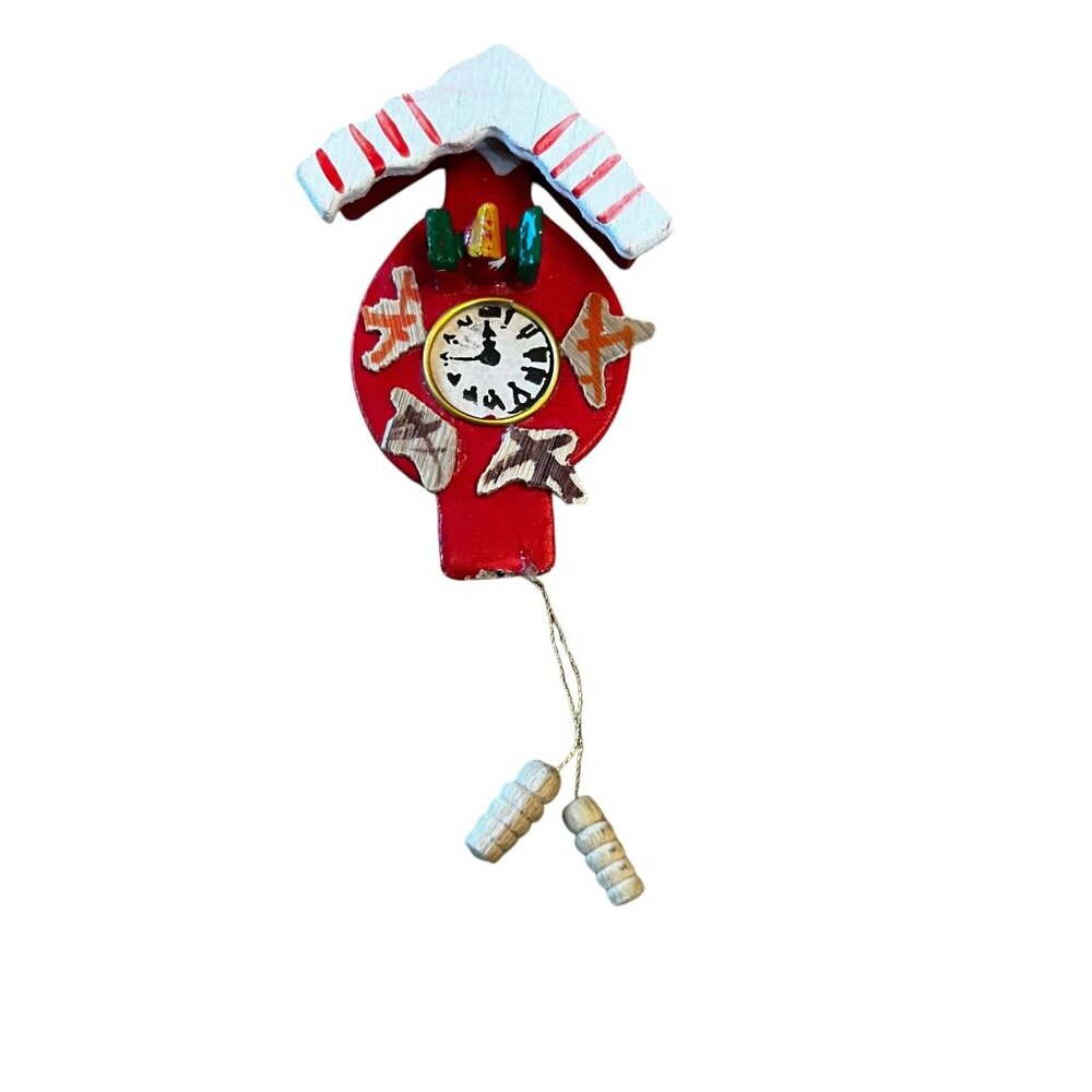 Vintage Wooden Cuckoo Clock Ornament